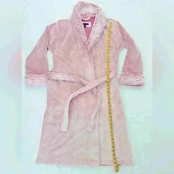 Saks Fifth Avenue Faux Fur Trim Robe in Pink Size Medium - Picture 4 of 10